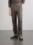 Rick Owens - Motopants Straight-Leg Panelled Leather Trousers - Brown