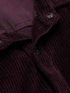 Stone Island - Logo-Appliquéd Garment-Dyed Cotton-Corduroy Shirt Jacket - Purple