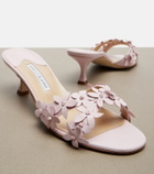 Manolo Blahnik Anista floral-appliqué leather mules