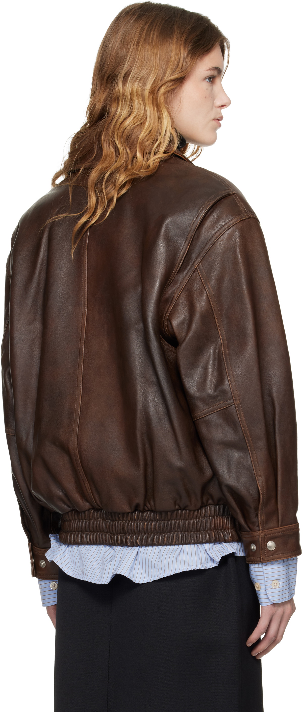 Dunst Brown Oversized Vintage Leather Jacket