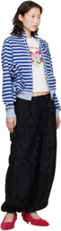 OPEN YY SSENSE Exclusive Navy Applique Knit Zipup Sweatshirt