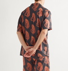 Desmond & Dempsey - Cuban Camp-Collar Printed Cotton Pyjama Shirt - Orange