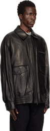 WOOYOUNGMI Black Banding Leather Jacket