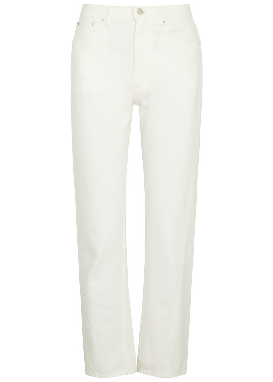 Toteme Twisted Seam Cropped Straight-leg Jeans Off White Toteme