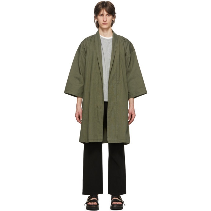 Photo: Naked and Famous Denim SSENSE Exclusive Green Oxford Overcoat