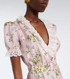 Rodarte Belted floral silk twill midi dress