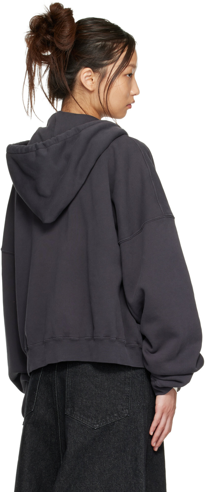 LU'U DAN Gray Washed Zip Hoodie