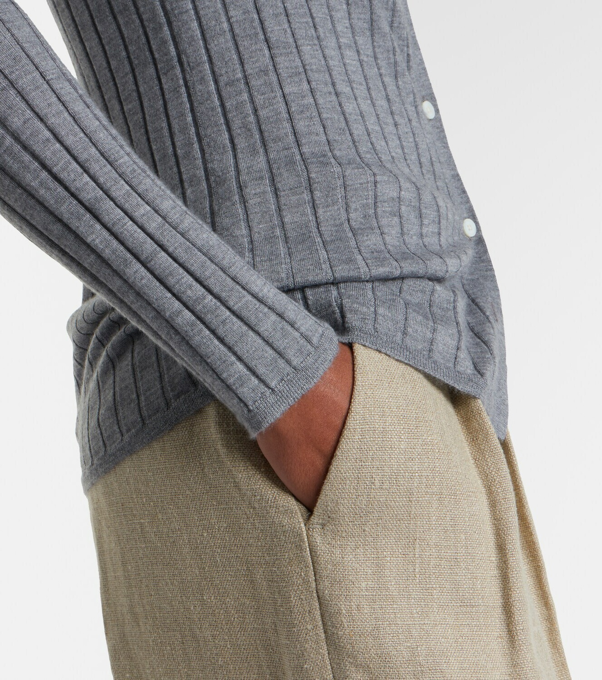 Toteme Ribbed-knit cashmere and silk cardigan