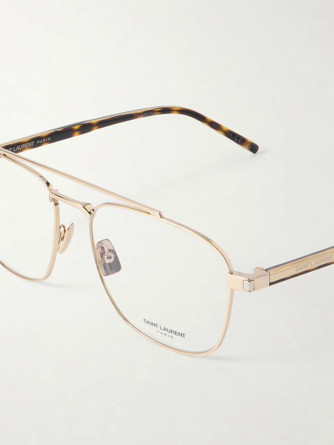SAINT LAURENT - Pilot viator-Style Gold-Tone Optical Glasses