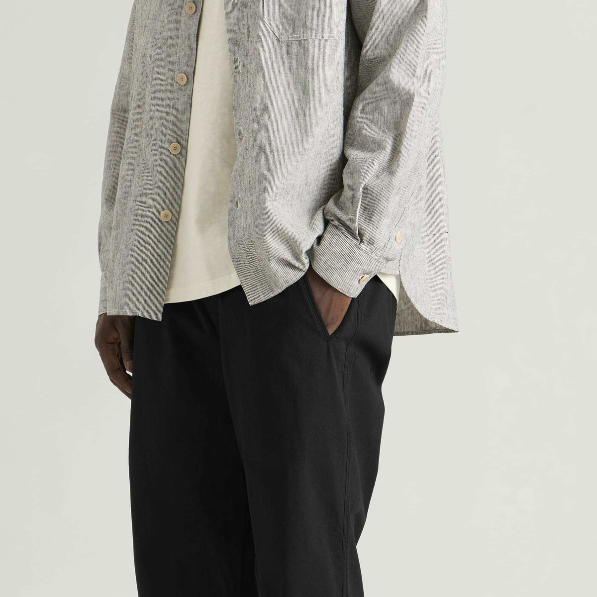 Folk Men's Drawcord Assembly Pant in Black Ripstop