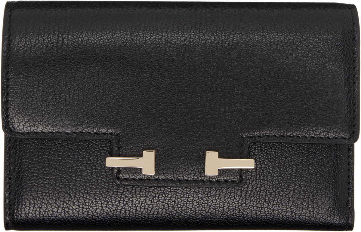 TOM FORD Black Supple Grain Leather Aube Compact Wallet