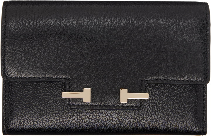 Photo: TOM FORD Black Supple Grain Leather Aube Compact Wallet