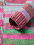 The Elder Statesman - Striped Cashmere Zip-Up Hoodie - Pink
