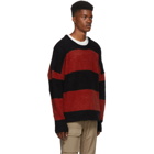 Amiri Black and Red Wool Striped Sweater