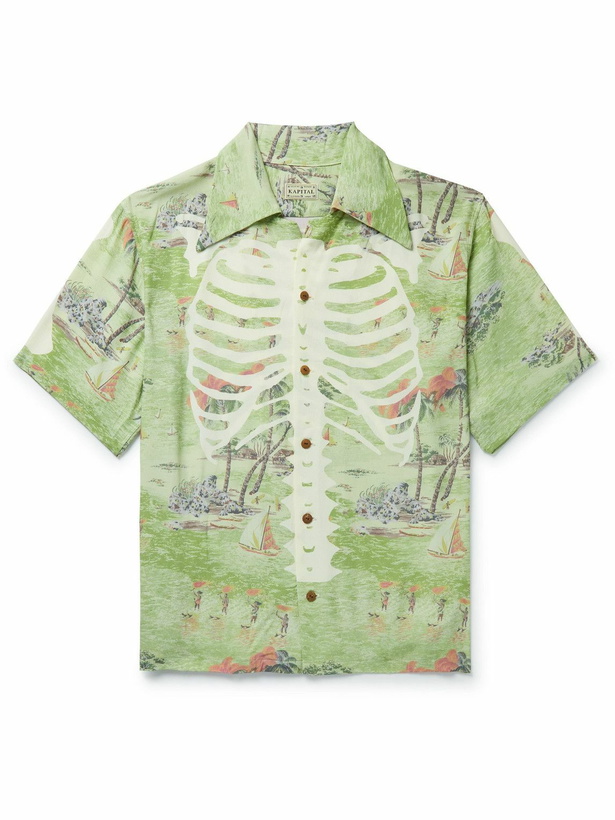 Photo: KAPITAL - Kamehameha Convertible-Collar Printed Crepe Shirt - Green