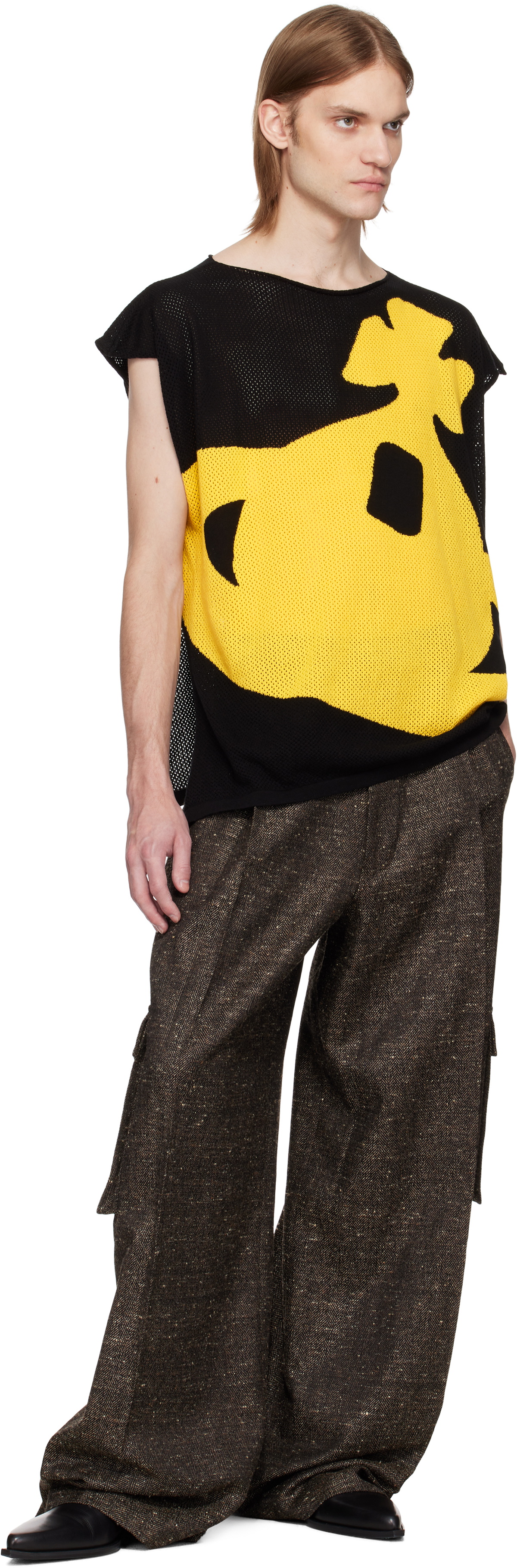 Vivienne Westwood Intarsia Pixel Orb ビーチ トップ Gray Intarsia Pixel Orb Beach T-shirt by Vivienne Westwood