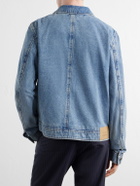AMI PARIS - Logo-Embroidered Washed-Denim Jacket - Blue