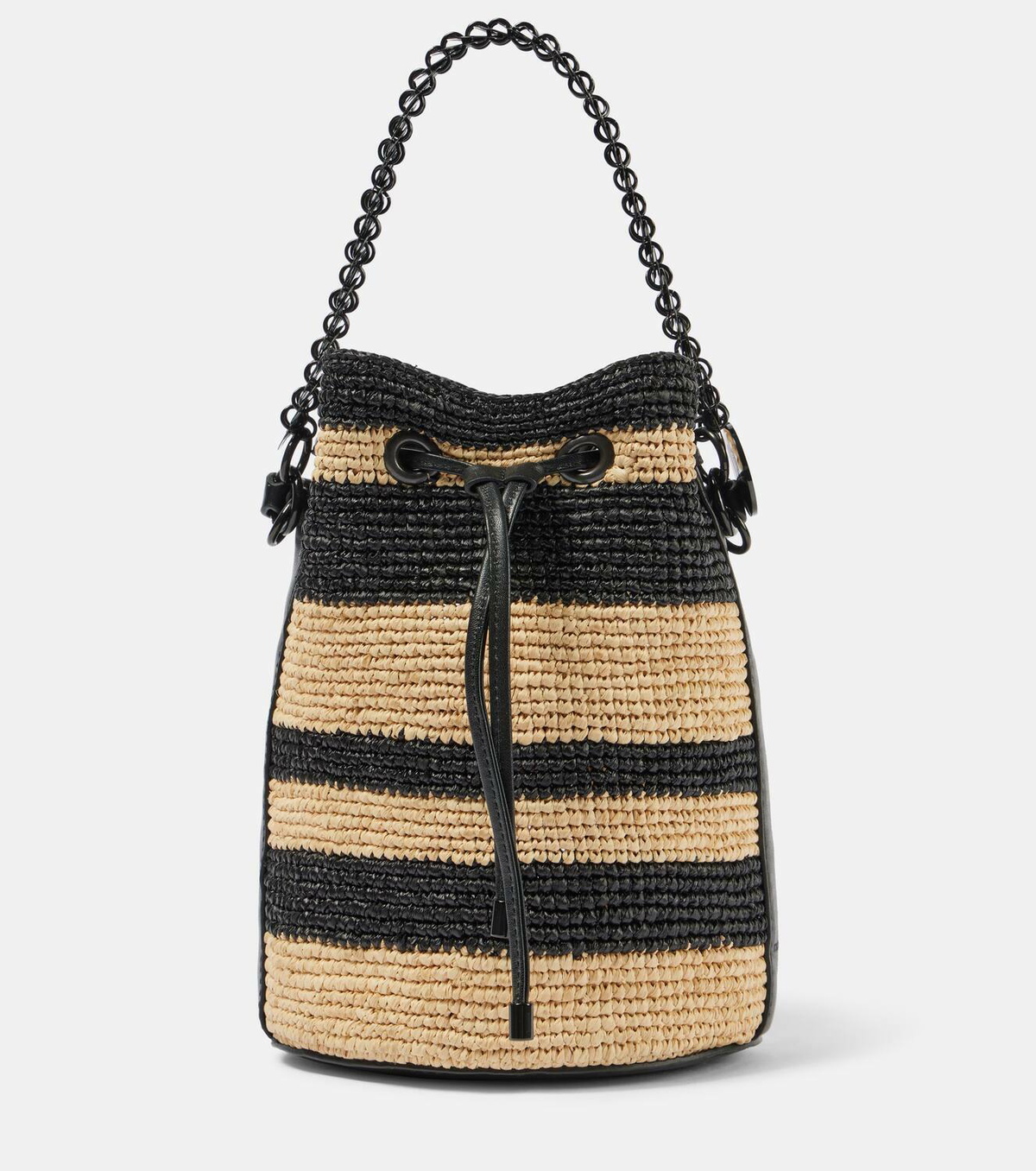 Rabanne Mini striped raffia bucket bag Paco Rabanne
