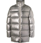 Rick Owens - Moncler Cyclopic Logo-Appliquéd Quilted Metallic Shell Down Coat - Silver