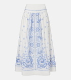 Self-Portrait Embroidered cotton midi skirt