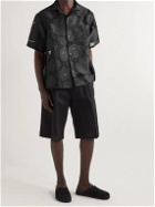 4SDesigns - Camp-Collar Floral Fil-Coupé Jacquard Organza Shirt - Black