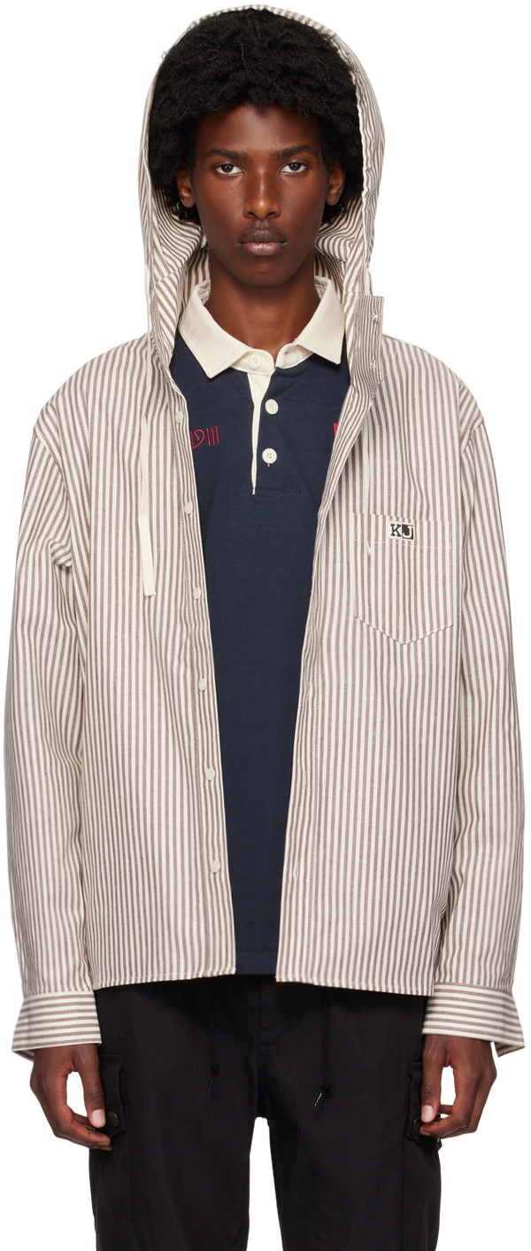 Kijun Brown Stripe Hoodie Shirt