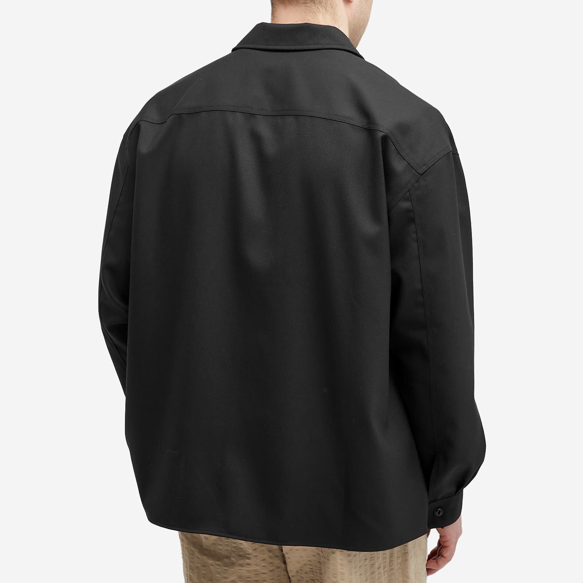 s.k manor hill Men's Park Shirt Jacket in Black Tropical Wool