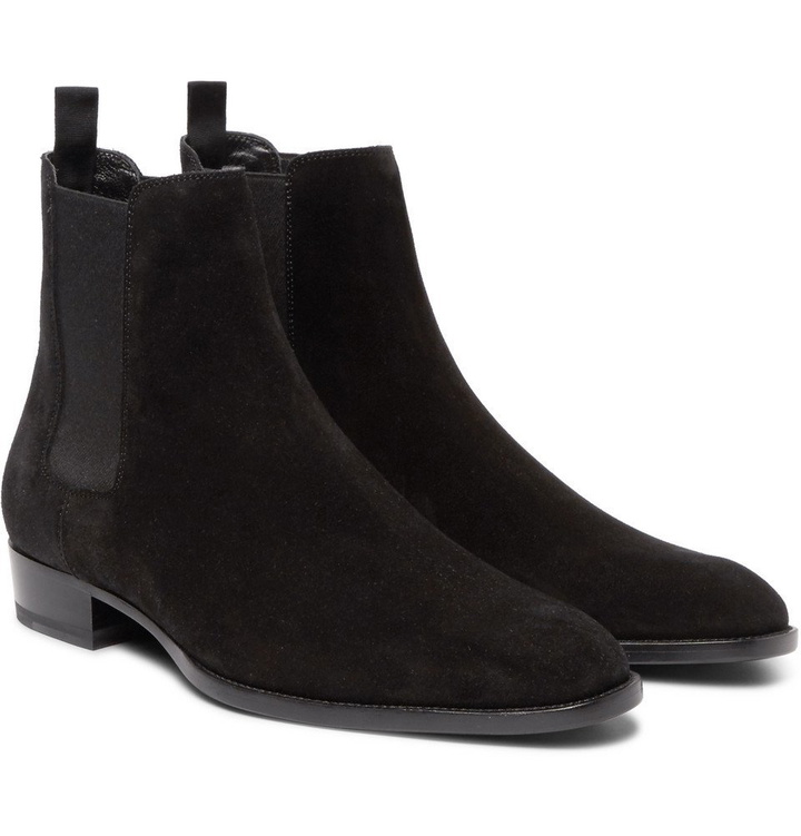 Photo: Saint Laurent - Suede Chelsea Boots - Men - Black