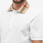 Burberry Men's Cody Check Collar Polo Shirt in White