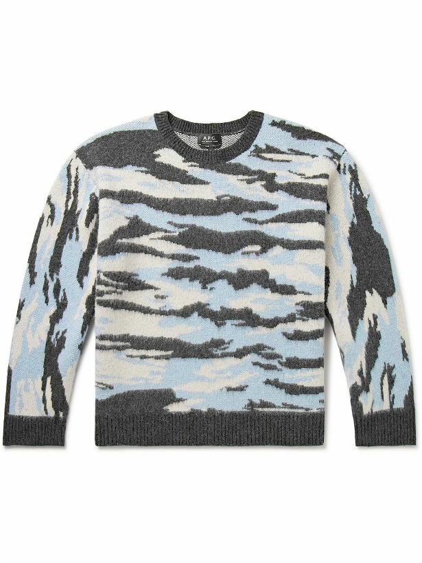 Photo: A.P.C. - Lionel Camouflage-Jacquard Virgin Wool Sweater - Multi