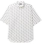 Balenciaga - Oversized Button-Down Collar Logo-Print Cotton-Poplin Shirt - White