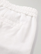 Brunello Cucinelli - Straight-Leg Cotton-Gabardine Drawstring Trousers - White