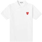 Comme des Garçons Play Men's Overlapping Heart Polo Shirt in White/Red