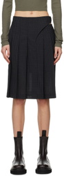 J KOO Black Pleated Midi Skirt