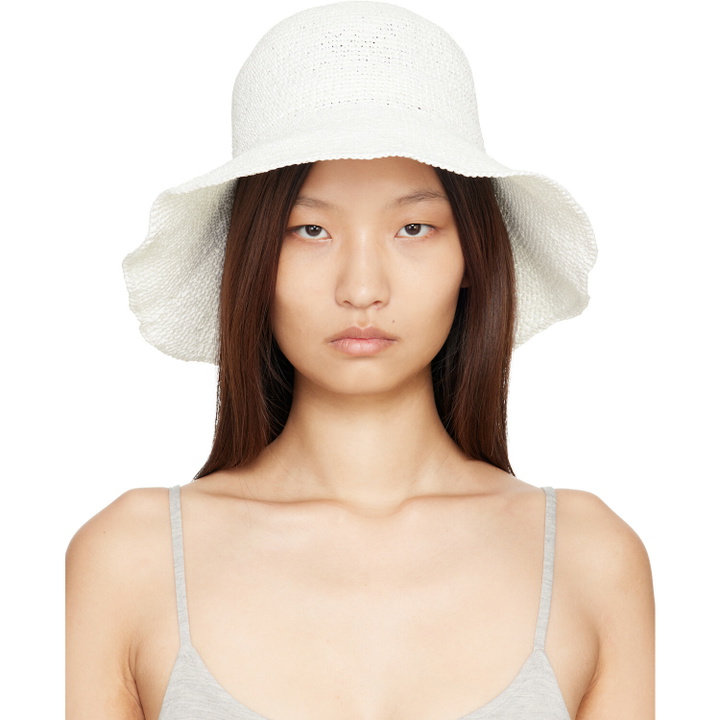 Photo: TOTEME White Woven Sun Beach Hat