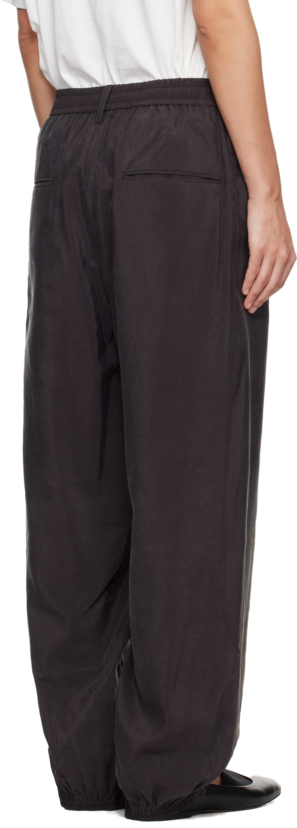 ssstein Brown Silk Nylon Track Trousers