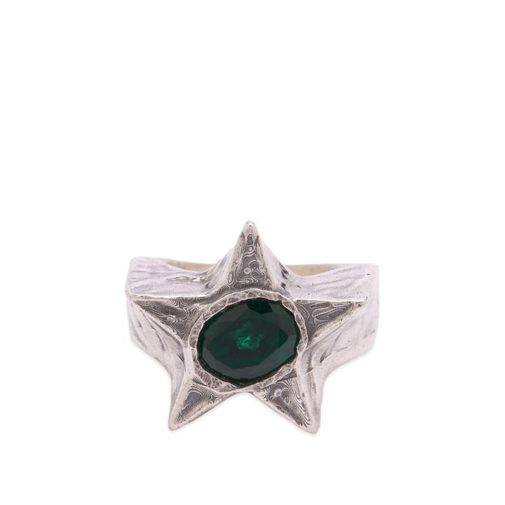 Photo: TwoJeys Men's Bomba Ring in Silver/Green