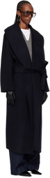 Róhe Navy Signature Double-Faced Scarf Coat