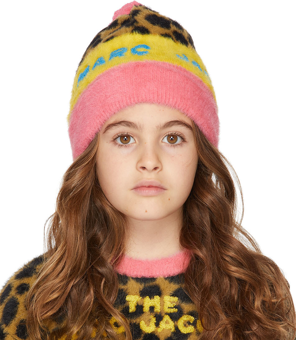 Leopard Print Ribbed Beanie in Multicoloured - Marc Jacobs Kids