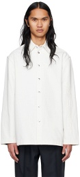 Jil Sander White Embossed Denim Shirt