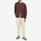 YMC Men's Rat Pack Stripe Cardigan in Brown