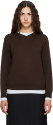 TONYWACK Brown Superfine Wool Layered V-Neck Sweater