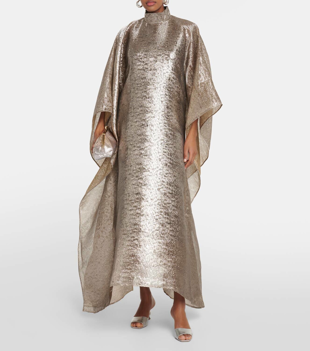 Taller Marmo Mirage belted sheer wool-blend kaftan