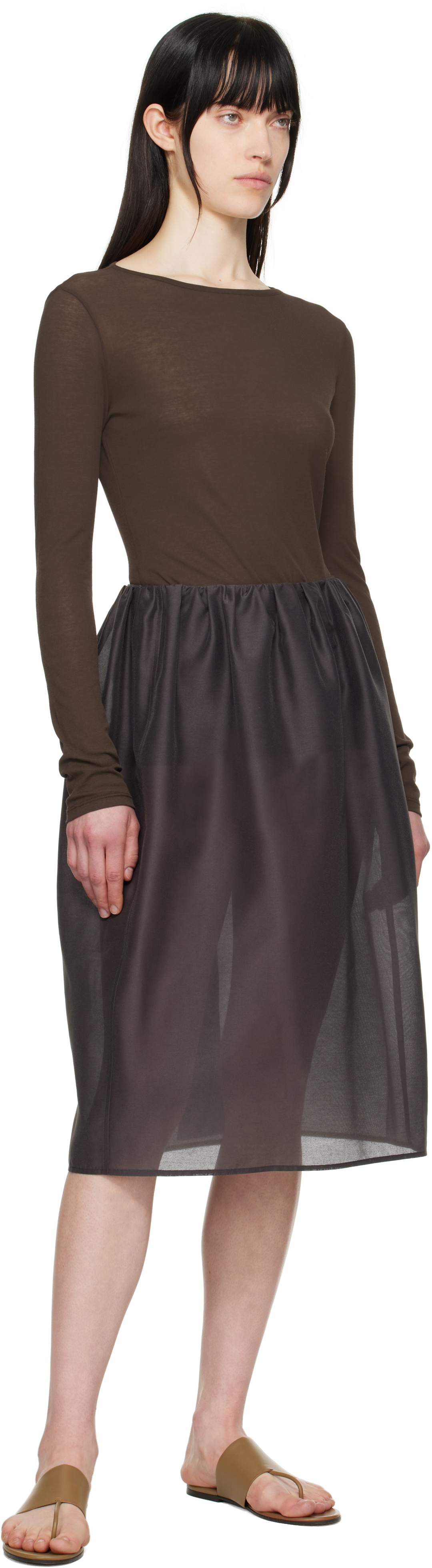 AMOMENTO Brown Round T-shirt