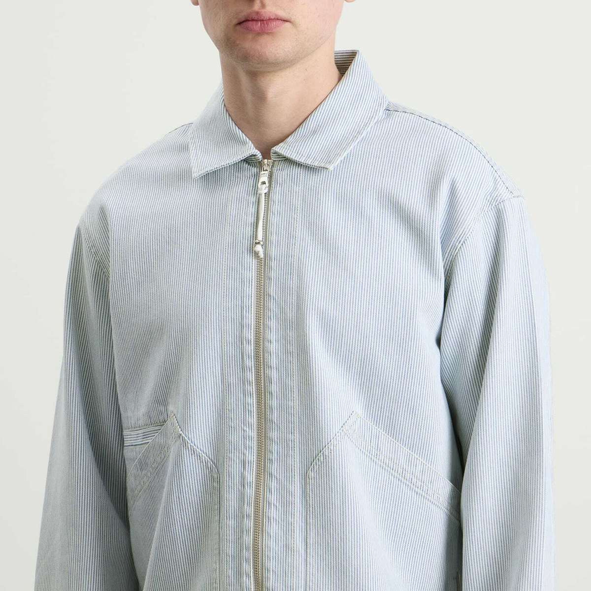 Folk Men's Mechanic Jacket in Pale Ticking Stripe