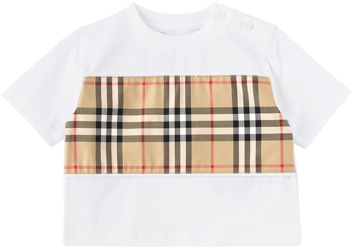 Photo: Burberry Baby White Vintage Check Panel T-Shirt