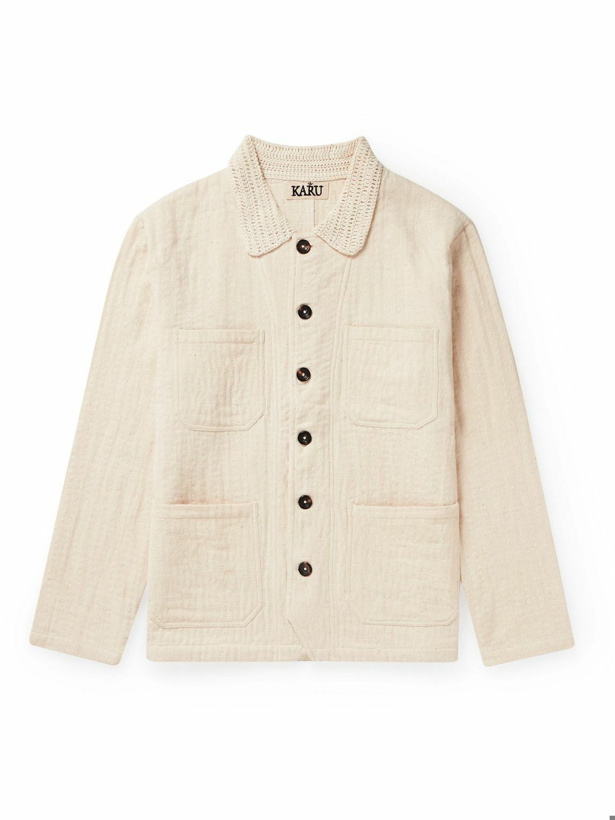 Photo: Karu Research - Chrochet-Trimmed Cotton Chore Jacket - Neutrals