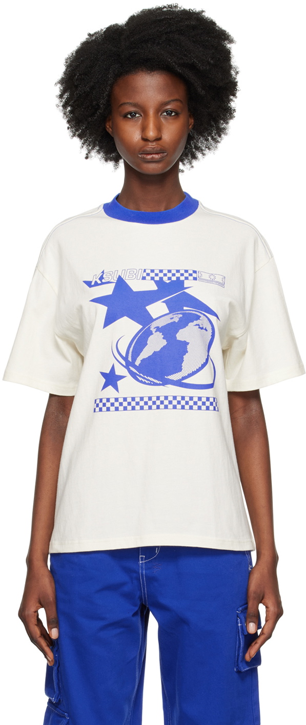Ksubi Blue & Off-White Trackstar T-Shirt Ksubi