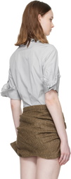 Vivienne Westwood Gray Pinstripe Shirting S/S Toulouse Frill Shirt