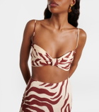 Johanna Ortiz Pleated printed linen bra top